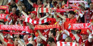 Liverpool Fans Waving Scarves