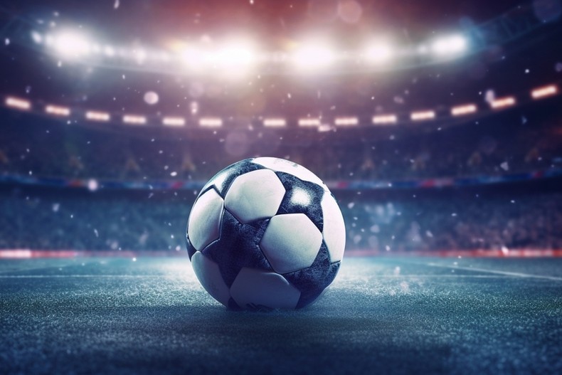 Football with Star Pattern in Stadium