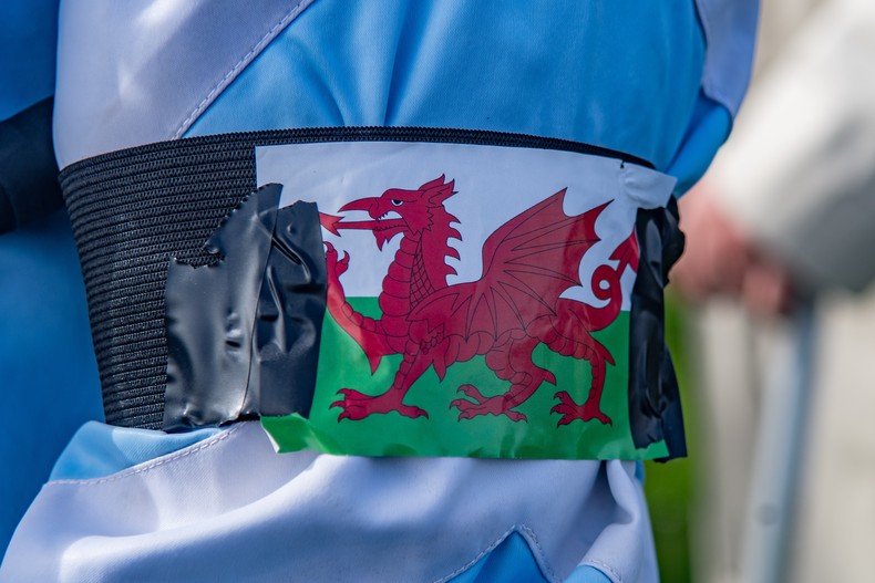Jockey with Welsh Flag Armband